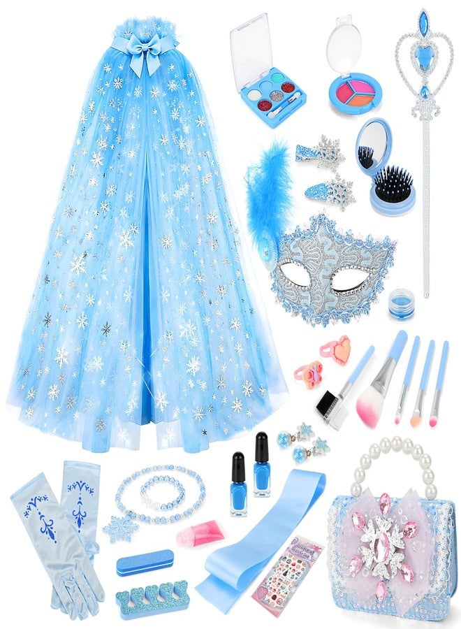 deAO Girl Dress-Up 18 Pieces Dress Up Set with Long Cape,Wand,Gloves,Kids Makeup Kit for Toddler Girl 3+ Years Old Toys Christmas Birthday Party Gift - Image 1